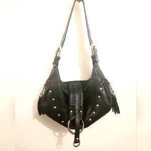 Soprano Black Leather Shoulder Bag